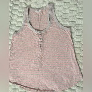 Time and True Light Pink and Gray Buttoned Tank Top Summer Wear Sleeveless Top